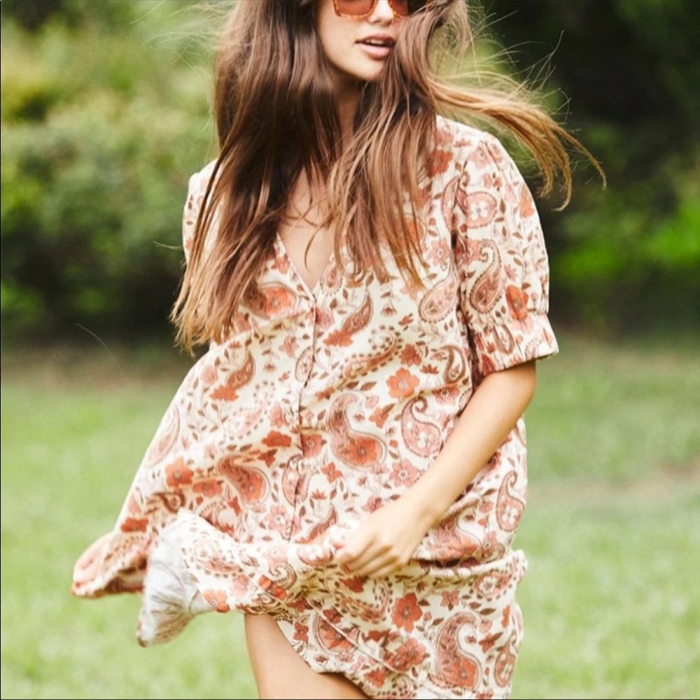 NEW Oak Meadow Paisley Rosette dress